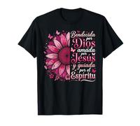 Bendecida por Dios Amada por Jesús Fe Cristiana Mariposa Camiseta