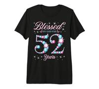 Bendecida por Dios para una Reina de 52 años Que Cumple 52 años Camiseta Premium