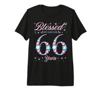 Bendecida por Dios para una Reina de 66 años Que Cumple 66 años Camiseta Premium