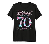 Bendecida por Dios para una Reina de 70 años Que Cumple 70 años Camiseta Premium