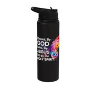 Bendecido por Dios Amado por Jesús Espíritu Santo Cristo Mariposa Stainless Steel Insulated Water Bottle