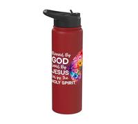Bendecido por Dios Amado por Jesús Espíritu Santo Cristo Mariposa Stainless Steel Insulated Water Bottle