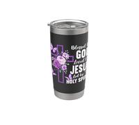 Bendecido por Dios Amado por Jesús Espíritu Santo Cruz Cristiana Vaso térmico de acero inoxidable de doble pared