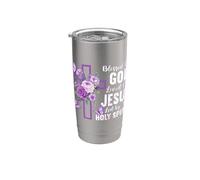 Bendecido por Dios Amado por Jesús Espíritu Santo Cruz Cristiana Vaso térmico de acero inoxidable de doble pared