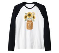 Bendecido por Dios, Amado por Jesús, Girasol Bouquet Christian Camiseta Manga Raglan