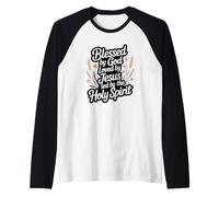 Bendecido por Dios Amado por Jesús Guiado por el Espíritu Santo Camiseta Manga Raglan