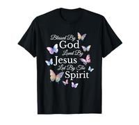 Bendecido Por Dios Amado Por Jesús Mariposa Cristiano Religioso Camiseta