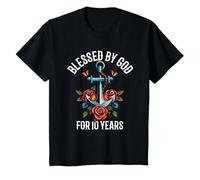Bendecido por Dios Durante 10 años, Rose Flower Anchor, décimo cumpleaños Camiseta