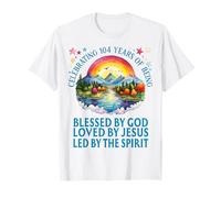 Bendecido por Dios durante 104 años, arcoíris al atardecer, cumpleaños Camiseta