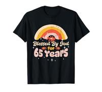 Bendecido por Dios para el 65 cumpleaños de una Flor arcoíris Camiseta
