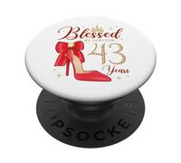 Bendecido por Dios para la Reina de 43 años Que Cumple 43 años PopSockets PopGrip Adhesivo