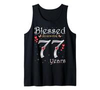 Bendecido por Dios para la Reina de 77 años de la Fiesta de cumpleaños número 77 Camiseta sin Mangas