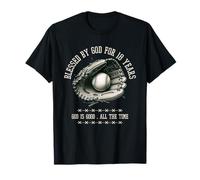 Bendecido por Dios para Regalos de béisbol de 18 años Camiseta