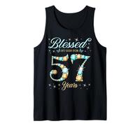 Bendecido por Dios para una Fiesta de cumpleaños número 57 para niños de 57 años Camiseta sin Mangas