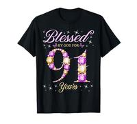 Bendecido por Dios para una Fiesta de cumpleaños número 91 para un niño de 91 años Camiseta