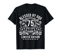Bendecido por Dios para una Persona de 75 años, Vintage, Feliz 75 cumpleaños Camiseta