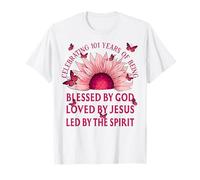 Bendecido por Dios por 101 años de cumpleaños con Pink Sunflower Camiseta