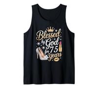 Bendecido por Dios por 75 Años Feliz 75 Cumpleaños Camiseta sin Mangas