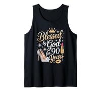 Bendecido por Dios por 90 Años Feliz 90 Cumpleaños Camiseta sin Mangas