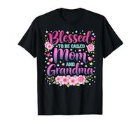 Bendecidos de ser llamados Mamá y Abuela Flowers Día de la Madre Camiseta