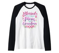 Bendecidos de ser llamados Mamá y Abuela Flowers Día de la Madre Camiseta Manga Raglan