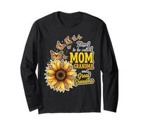 Bendecidos de ser llamados Mamá y Abuela Sunflower Día de la Madre Manga Larga