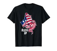 Bendice la Bandera liberiana Envuelta Alrededor de Manos orantes Camiseta gráfica económica, Hombre, Negro, M
