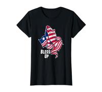 Bendice la Bandera liberiana Envuelta Alrededor de Manos orantes Camiseta gráfica económica, Mujer, Negro, L