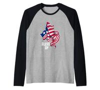 Bendice la Bandera liberiana Envuelta Alrededor de Manos orantes Camiseta Manga Raglan