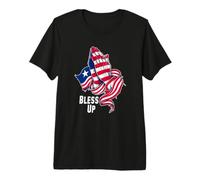 Bendice la Bandera liberiana Envuelta Alrededor de Manos orantes Camiseta Premium