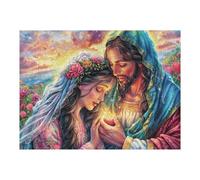 Bendición de Matrimonio de Jesús fe Religiosa Espiritual Puzzle 500 Piezas Educativo 3D Familiar Rompecabezas para Familia Desafío Intelectual DIY Creativo Decoración Hogar 500 PCS