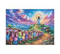 Bendición del Cielo de Jesús fe Religiosa Espiritual Puzzle 500 Piezas Decoración De Sala Happy Time Rompecabezas para Adultos 3D DIY Creativo Desafío Intelectual Juguete Educativo 500 PCS
