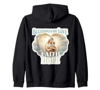 Bendiciones del Amor Fe Esperanza Santa María Bebé Jesucristo Sudadera con Capucha