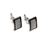Bending Enamel Cuff Links Square Full Rhinestone Cufflinks for Women Men Red Black French Shirt Accessoires Cuflink(Black)