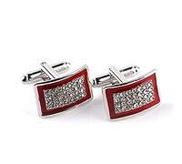 Bending Enamel Cuff Links Square Full Rhinestone Cufflinks for Women Men Red Black French Shirt Accessoires Cuflink(Red)