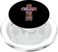Bendito Lucas 1:45 Cruz Floral Cristiana Adoración Religión PopSockets PopGrip para MagSafe
