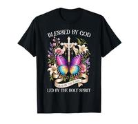 Bendito por Dios guiado por el Espíritu Santo Mariposa Camiseta