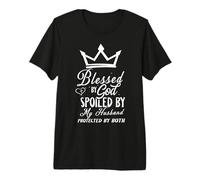 Bendito por Dios Mimado por Mi Esposo Cristiano Fe Camiseta Premium