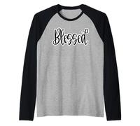 Bendito Script Palabra Fe Cristiano Jesús Biblia Verso Gracia Camiseta Manga Raglan