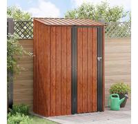 Bendmaxx Caseta de jardín Braun 140,5 x 74 x 200 cm, de metal, con mecanismo de bloqueo, techo inclinado, resistente a la intemperie, para herramientas, cortacésped, bicicleta, orden