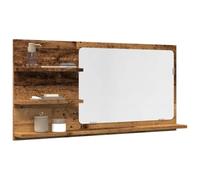 Bendmaxx Espejo de baño con estantes, aspecto de madera envejecida, 90 x 11 x 45 cm, material de madera, mueble de baño con espacio para cosméticos, artículos de cuidado y toallero