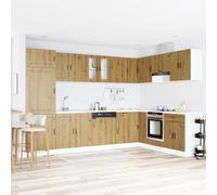 Bendmaxx Mueble bajo lavabo Porto Braun de madera 80 x 46 x 81,5 cm con mucho espacio de almacenamiento, cajón, puerta y compartimento para muebles de baño, aseo de invitados, lavabo, grifo, toalla