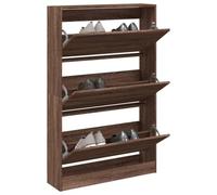 Bendmaxx Zapatero marrón con aspecto de roble, 80 x 21 x 125,5 cm, con 3 compartimentos, ahorra espacio, para pasillo, pasillo, entrada, estante estable para zapatos, botas, zapatillas, organizador