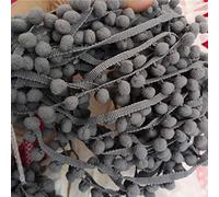 Bene Omnia Cinta de encaje de costura con pompón, para ropa, manualidades, decoración, se vende por 5 yardas (gris)