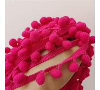 Bene Omnia Cinta de encaje de costura con pompón, para ropa, manualidades, decoración, se vende por 5 yardas (rosa caliente)