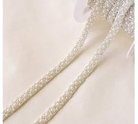 Bene Omnia Cinta de encaje de novia con cuentas de perlas de 2 yardas, cinta de borde para manualidades, costura, vestido de novia, tela, decoración de bricolaje, 1 cm