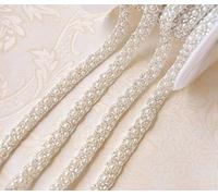 Bene Omnia Cinta de encaje de novia con cuentas de perlas de 5 yardas, cinta de borde para manualidades, costura, vestido de boda, decoración de bricolaje, 1 cm