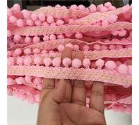 Bene Omnia Cinta de flecos con pompones para costura, adornos de encaje para vestidos, ropa, manualidades, decoración, se vende por 2 yardas (rosa)