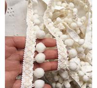 Bene Omnia Cinta de flecos con pompones para costura, adornos de encaje para vestidos, ropa, manualidades, decoración, se vende por 2 yardas (marfil)