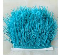 Bene Omnia - Plumas de avestruz con flecos, esponjosas, para hacer tocados y manualidades, 36 colores, paquete de 1 metro Azul pavo real